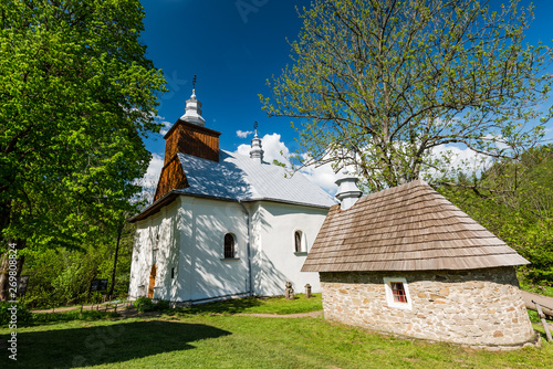 Fototapeta Naklejka Na Ścianę i Meble -  Orthodox wooden church in Lopienka village in Bieszczady mountains,Poland