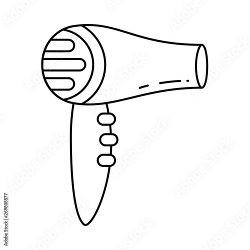 Line art black and white hair dryer