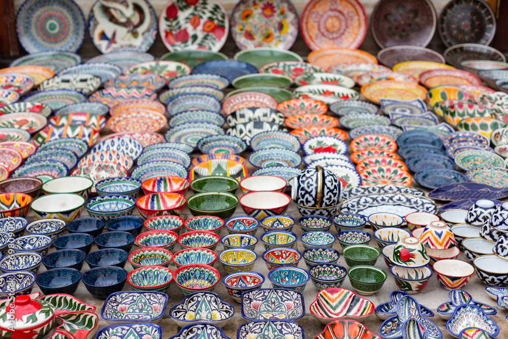 Typical ceramics of Bukhara, in Uzbekistan, Asia