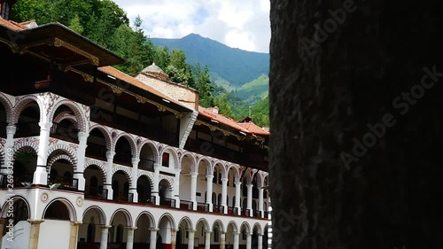 The exterior of Rila Monastery - the largest and most famous Eastern Orthodox monastery in Bulgaria photo