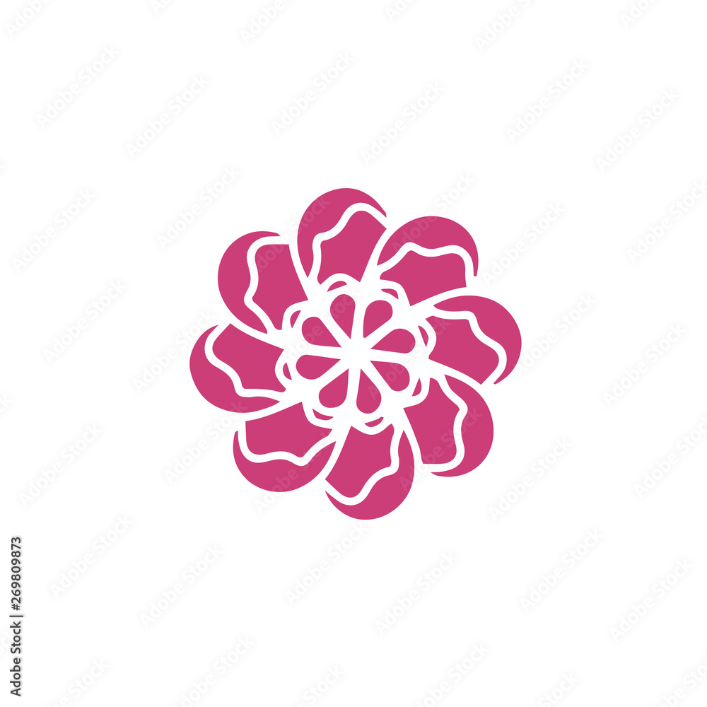 Pink rose ethnic Flower vector icon organic plant. Hand drawn wedding poster or postcard. Floral inspiration graphic design typography element. Modern cutout style illustration for print textile icon