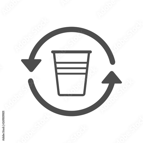 recycle plastic glass outline vector icon isolated on white background. say no to plastic glasses. plastic recycling and stop plastic pollution to save environment and ecology of earth