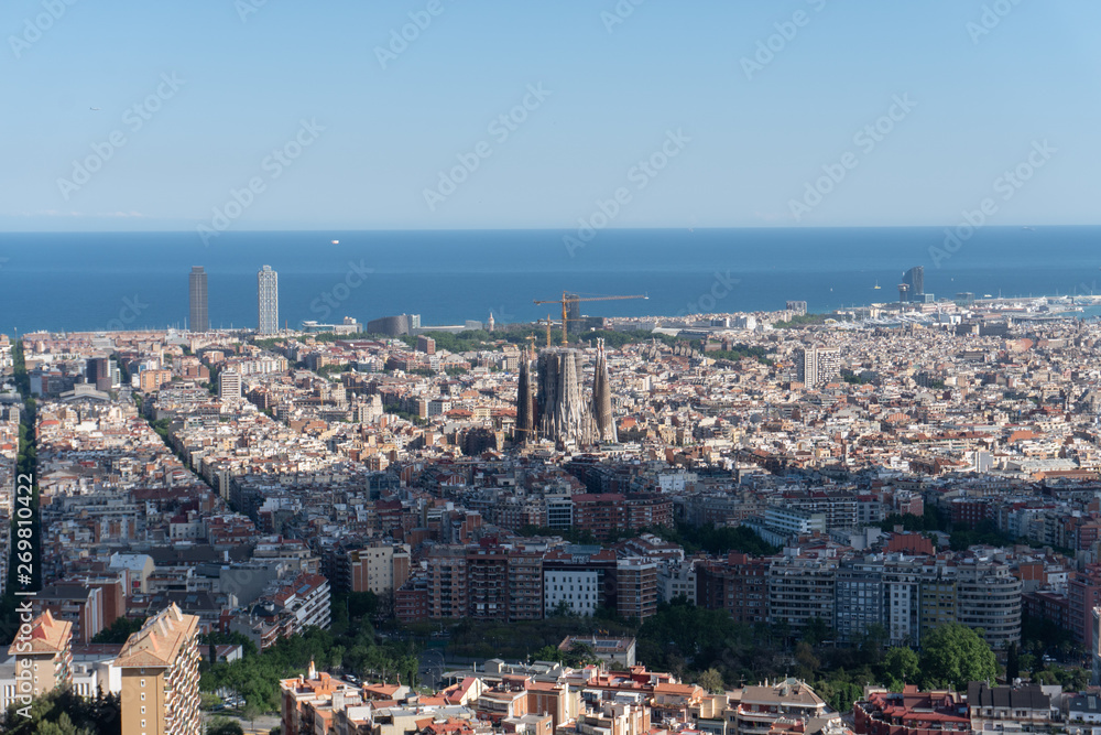 Aerial view of Barcelona from El Carmel Bunkers