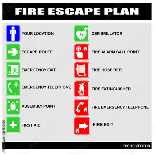 fire escape plan, vector