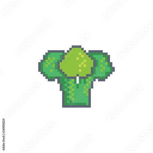 Pixel art broccoli icon.Vegetables vector sign for for web  mobile design and pixel games.