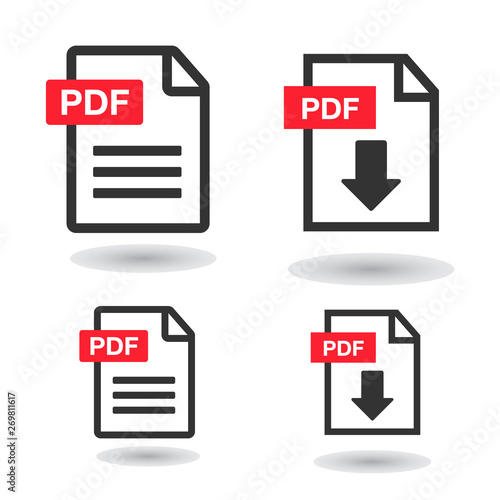 PDF File Icons. Document icon set. File Icons line style illustration