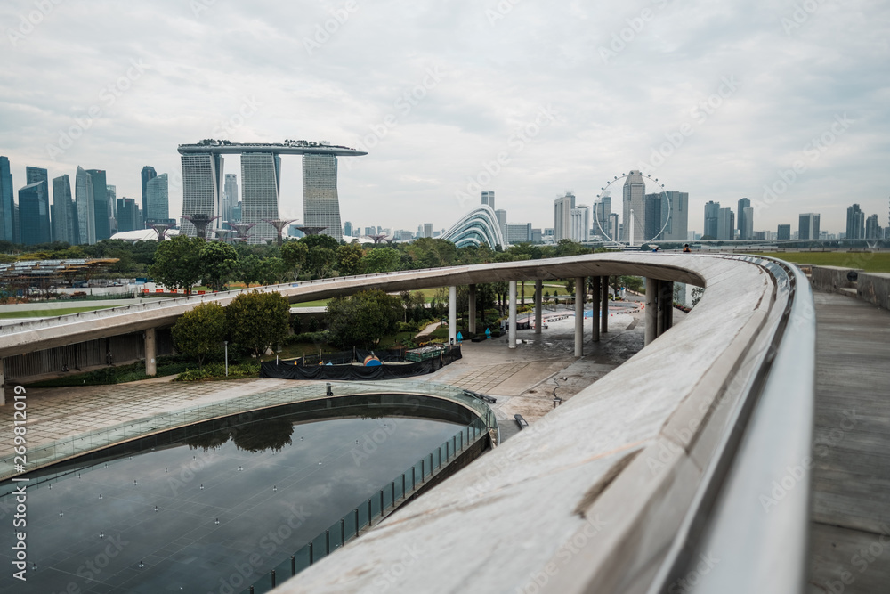 Singapore: view on downtown with Marina Bay Sands and modern architecture