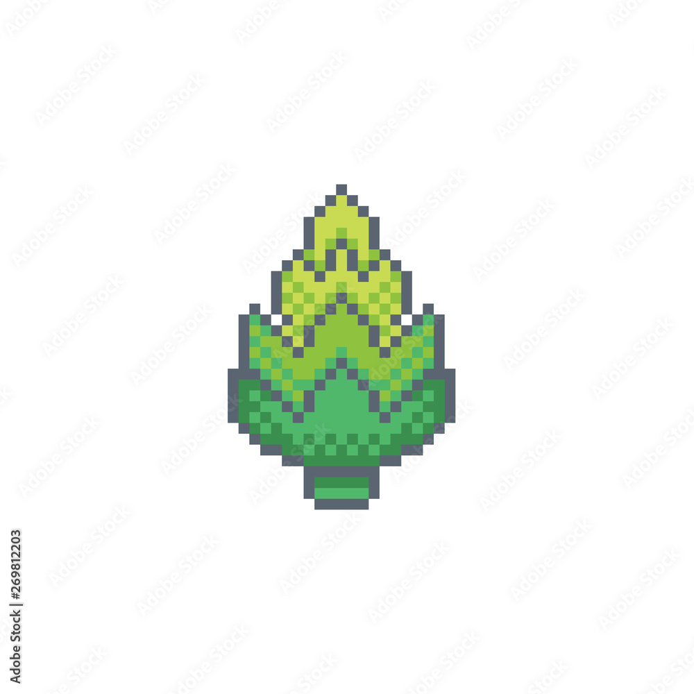 Pixel art artichoke icon.Vegetables vector sign for for web, mobile design and pixel games. Pixel art artichoke icon.Vegetables vector sign for for web, mobile design and pixel games.