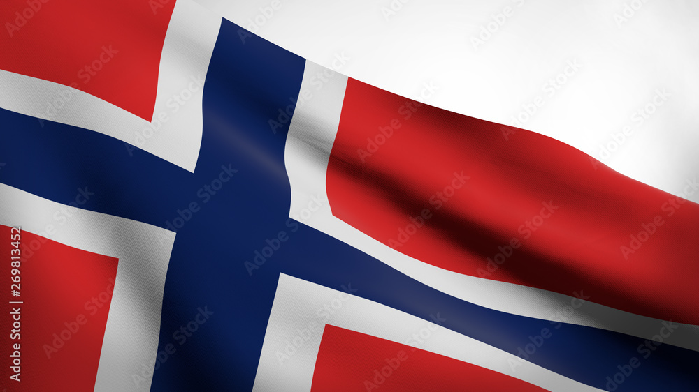 Fototapeta premium 3D illustration of Kingdom of Norway flag waving