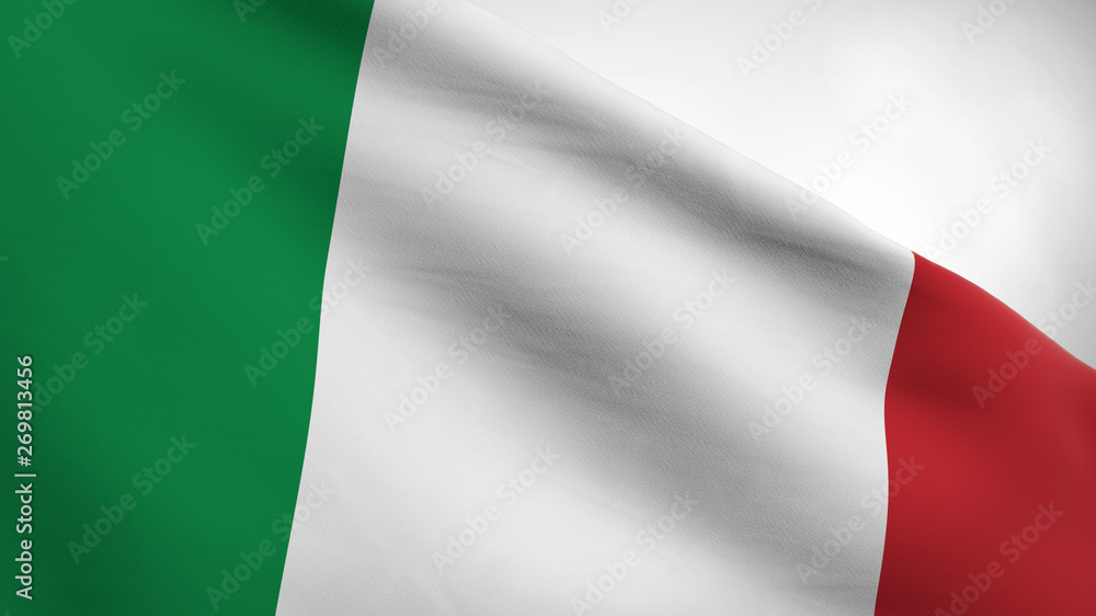 3D illustration of Italian Republic flag waving