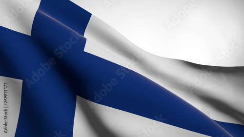 3D illustration of Republic of Finland flag waving