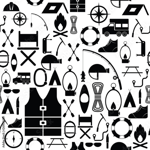 camping seamless pattern background icon.