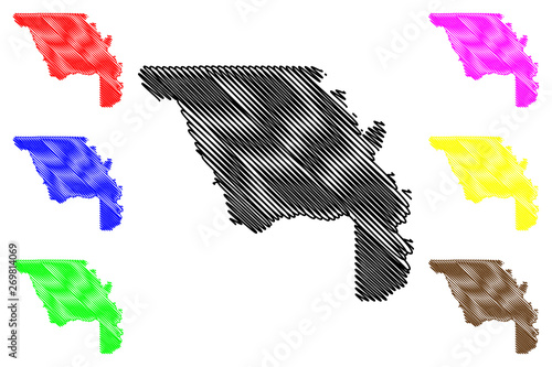 Yolo County, California (Counties in California, United States of America,USA, U.S., US) map vector illustration, scribble sketch Yolo map