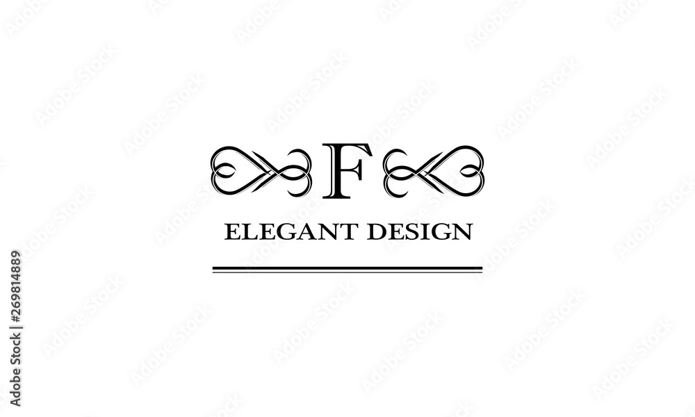 Magnificent brand with calligraphy letter. Branding styles of classic style. Vector illustration. Magnificent brand with calligraphy letter. Branding styles of classic style. Vector illustration.