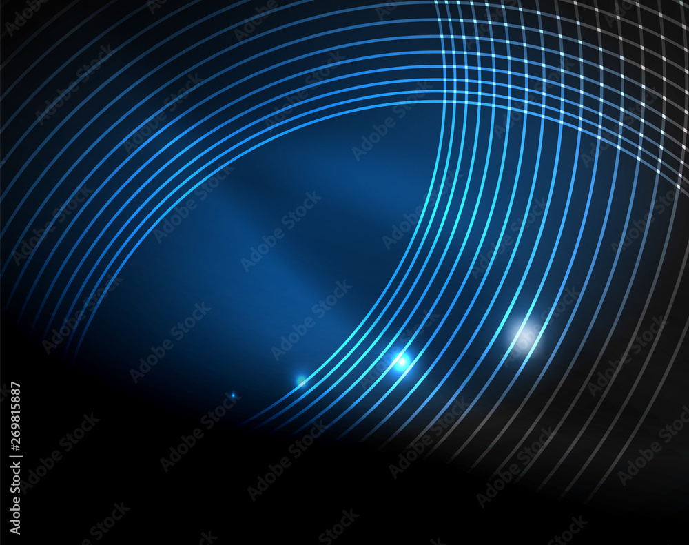 Dark space with neon color glowing lights abstract background Dark space with neon color glowing lights abstract background