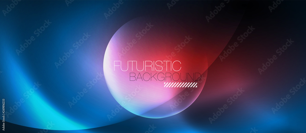 Blue neon bubbles and circles abstract background, futuristic magic techno design Blue neon bubbles and circles abstract background, futuristic magic techno design