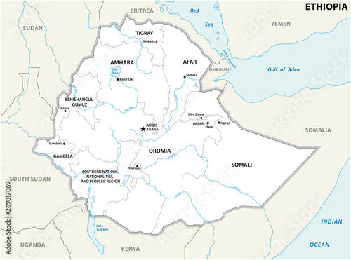 Ethiopia administrative and political map