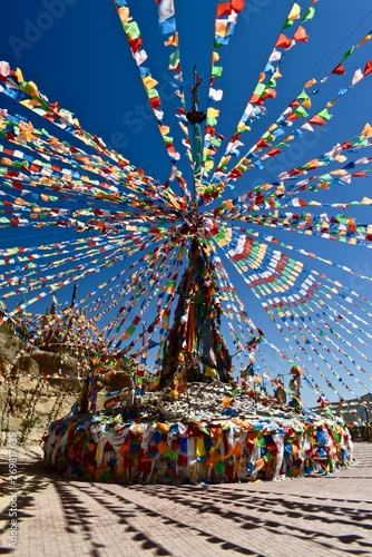 Prayer flags in a temple close to Jiayuguan city in Gansu provice, China