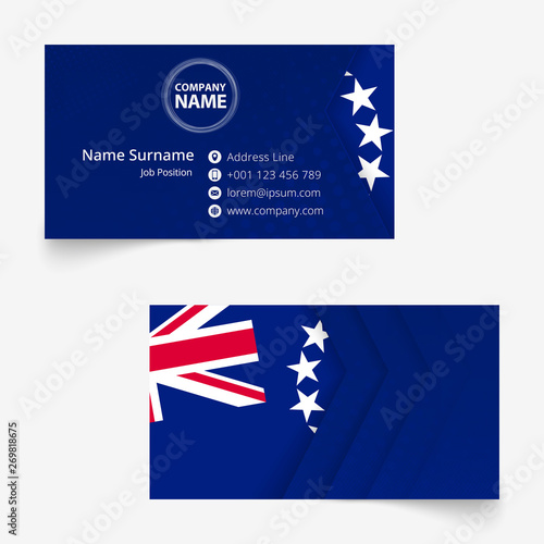 Cook Islands Flag Business Card, standard size (90x50 mm) business card template.