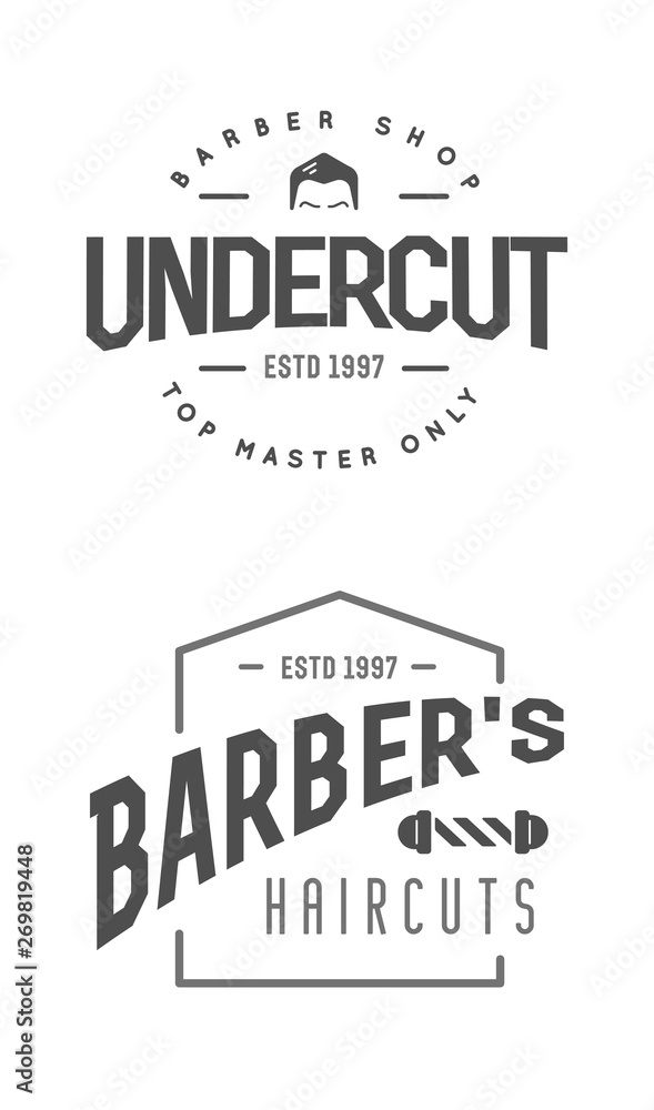Set of Vintage Barbershop Labels. Templates for the design of logos and emblems. Vector.