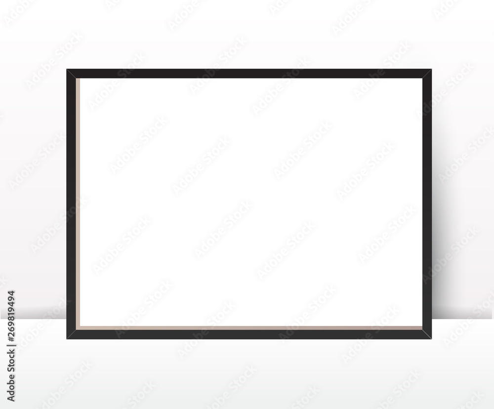Realistic Photo Frame on wall background. Perfect for presentations, collages, paintings. Vector illustration. Realistic Photo Frame on wall background. Perfect for presentations, collages, paintings. Vector illustration.
