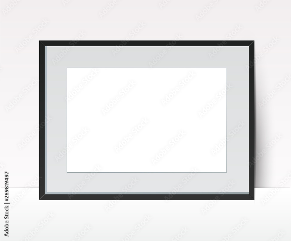 Realistic Photo Frame on wall background. Perfect for presentations, collages, paintings. Vector illustration. Realistic Photo Frame on wall background. Perfect for presentations, collages, paintings. Vector illustration.