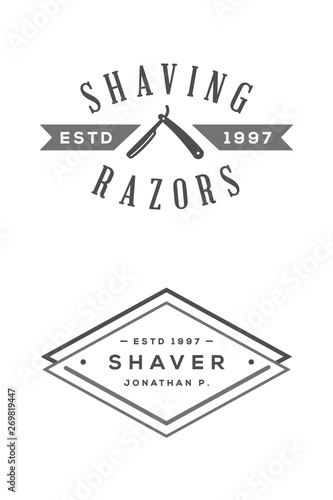 Set of Vintage Barbershop Labels. Templates for the design of logos and emblems. Vector.