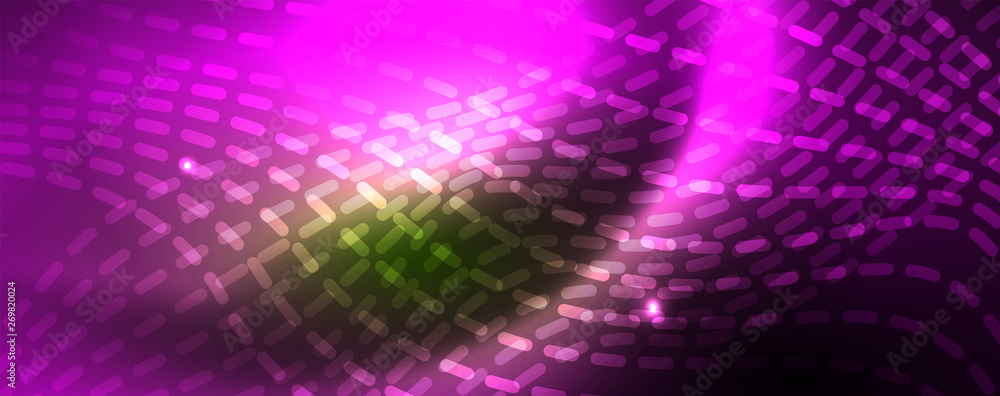 Obraz premium Shiny neon vector wave line abstract background, motion concept