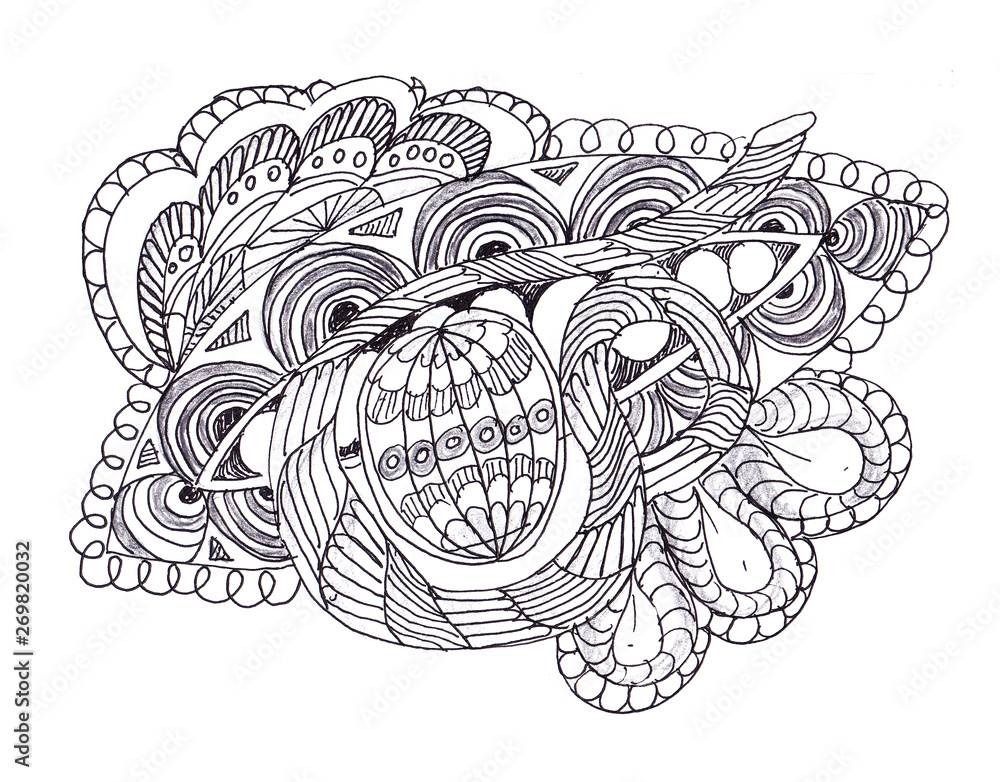 black white hand drawing abstraction ornament