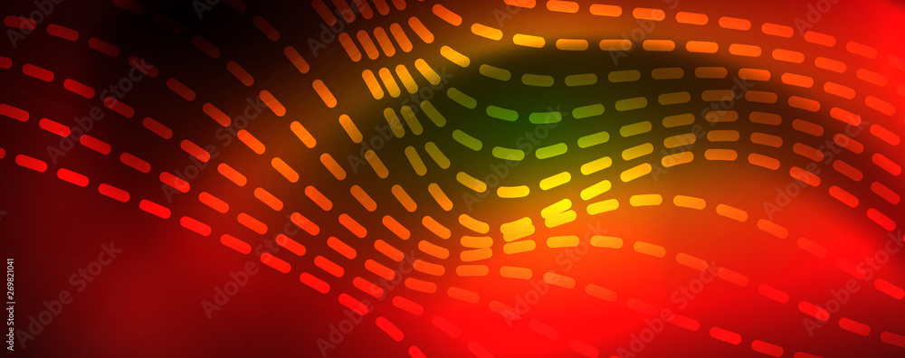 Fototapeta premium Shiny neon vector wave line abstract background, motion concept