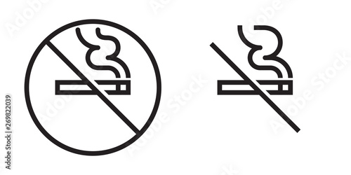 No smoking vector icon. Cigarette smoke forbidden, no smoking area warning sign