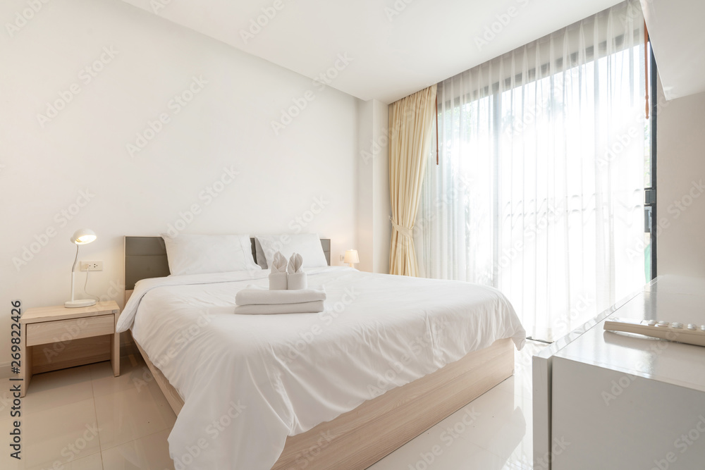 Fototapeta premium interior design in bedroom with bright space