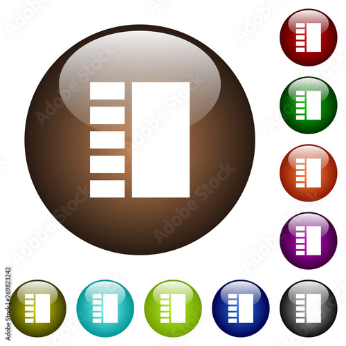 Vertical tabbed layout color glass buttons