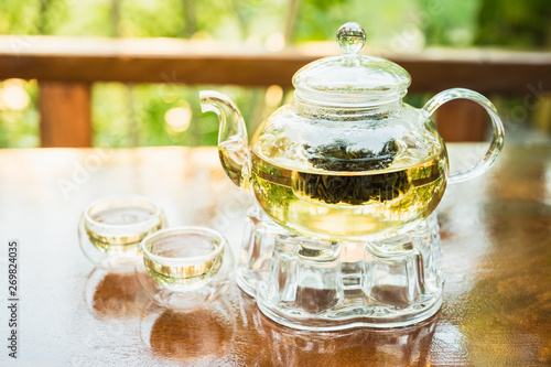 Teapot with Jasmine tea. Drink in the morning.