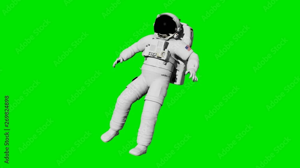 Astronaut waving his hand on a green background. Astronaut waving his hand on a green background.