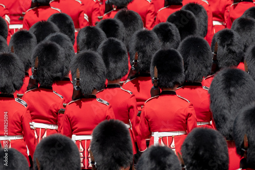 Fotografie Close up of soldiers marching at the Trooping the Colour military parade at Horse Guards, London UK