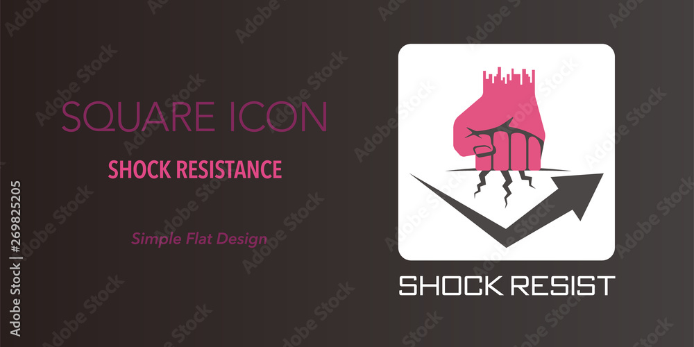 Shock resistance square icon. Simple flat design.