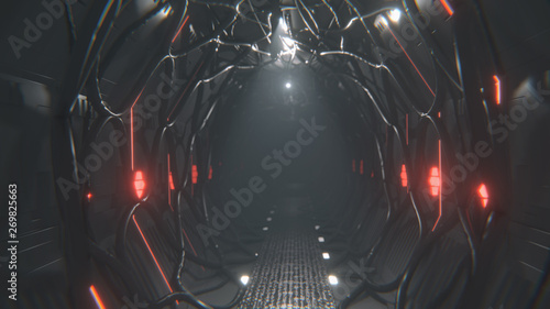 Futuristic Sci Fi Spaceship tunnel . 3d rendering