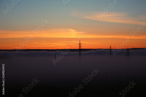 Summer misty sunrise in the morning, masts © Анна Муругова