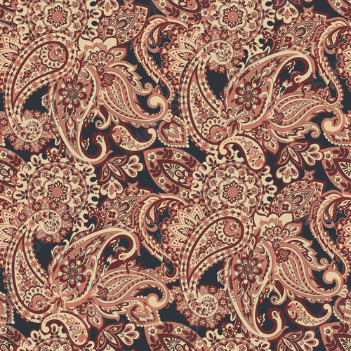 Paisley style Floral seamless pattern. Ornamental Damask background