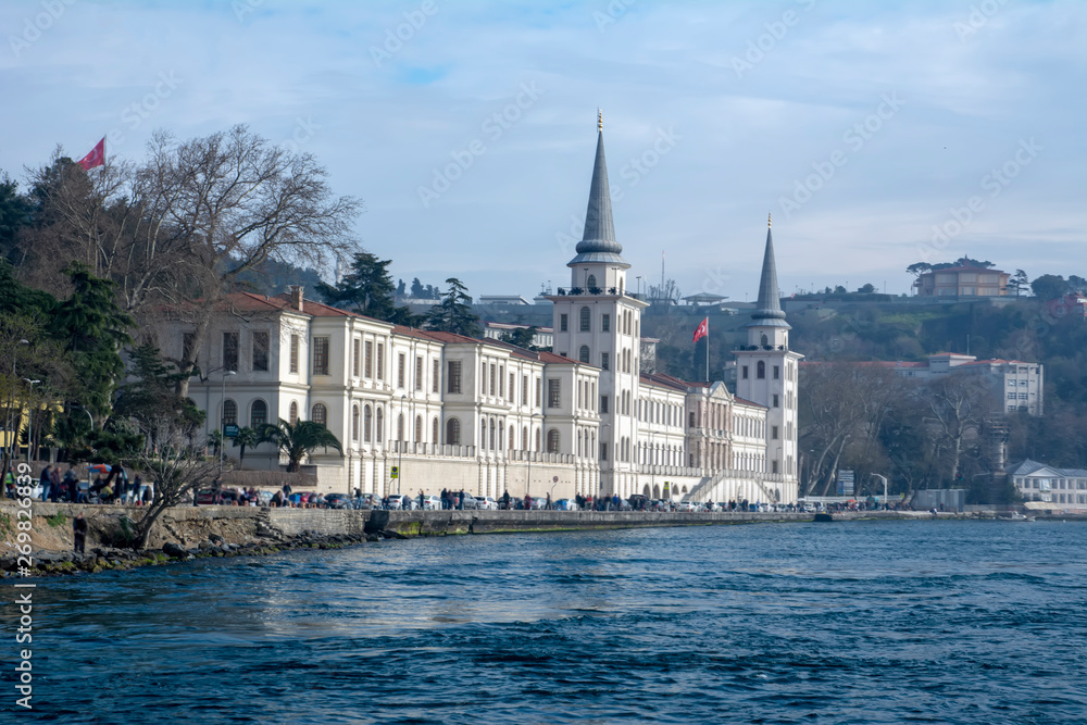 Fototapeta premium Kuleli Military High School, Istanbul, Turkey. The Kuleli Military High School building, originally the Kuleli Cavalry Barracks, was designed by Ottoman Armenian architect Garabet Balyan and its const
