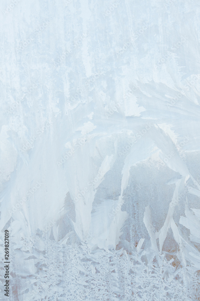 Frosty patterns on a frozen ice box in the early morning Frosty patterns on a frozen ice box in the early morning
