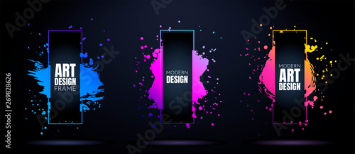 Vector frame for text. Modern Art graphics. Dynamic frame stylish geometric black background. Element for design business cards, invitations, gift cards, flyers and brochures