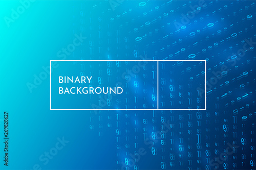 Abstract vector background. Binary code in isometric style with light effects. Eps 10