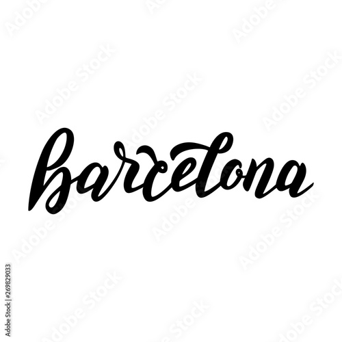 Barcelona calligraphy style logo. Trendy lettering text. Vector eps 10.