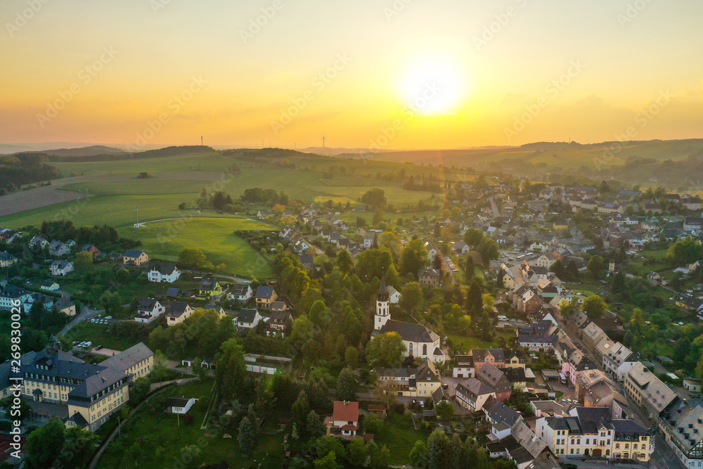panoramic view of the city hartenstein, saxony