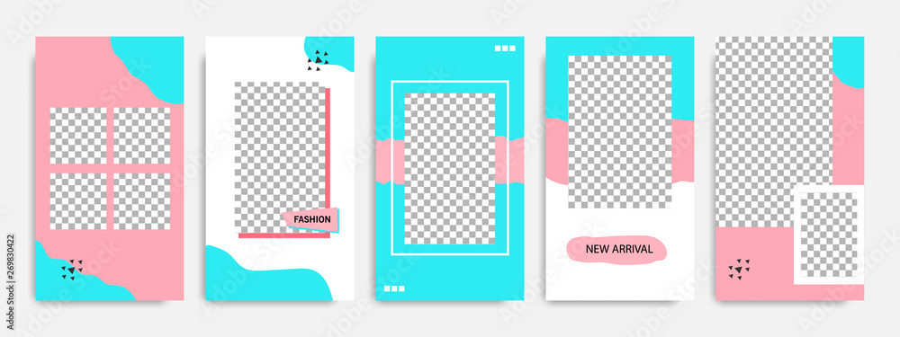 Abstract social media post stories / story template in pink, blue turquoise and white color Abstract social media post stories / story template in pink, blue turquoise and white color
