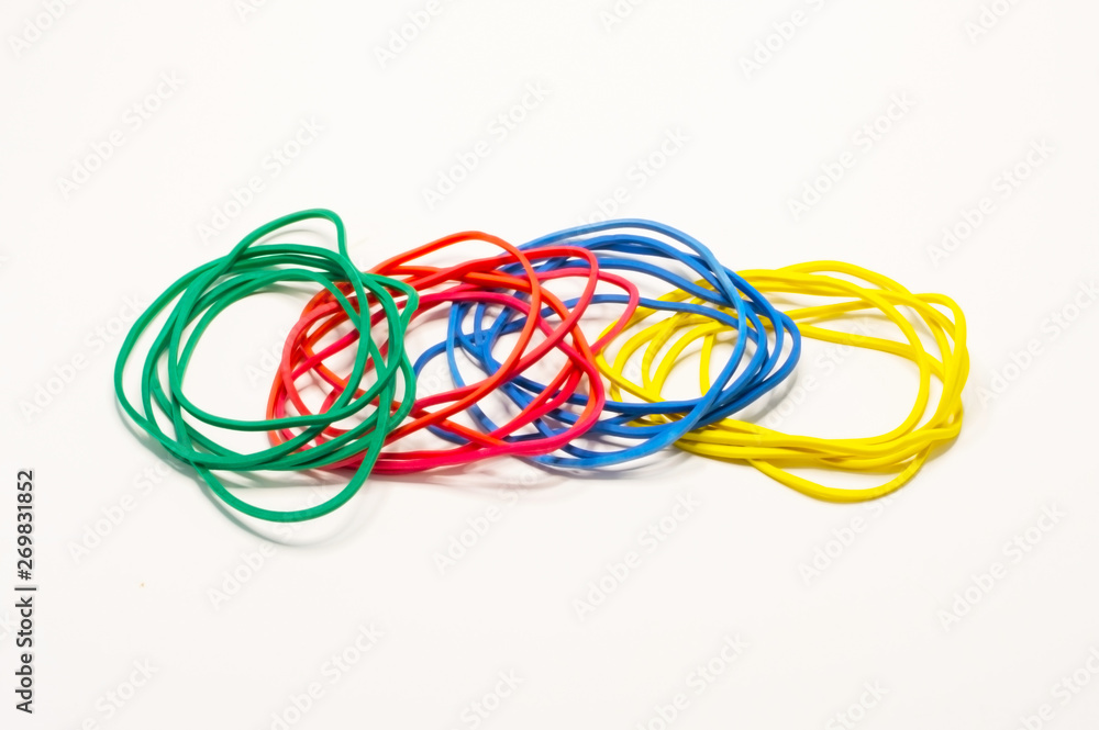 Multicolored stationery gum on a white background Multicolored stationery gum on a white background