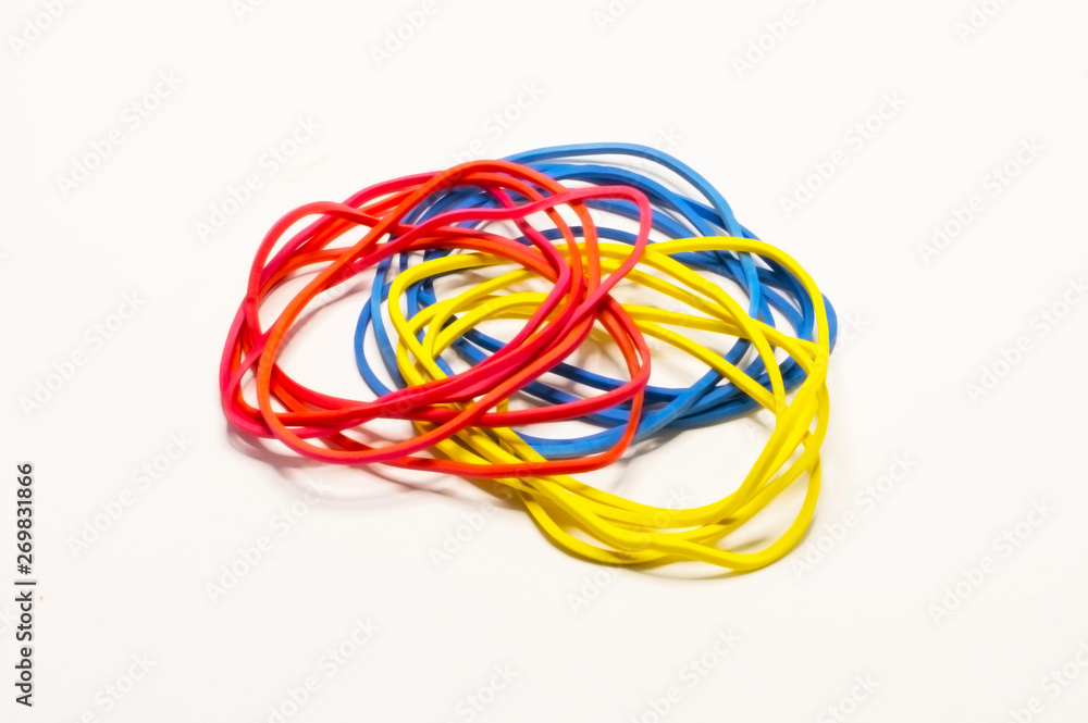 Multicolored stationery gum on a white background Multicolored stationery gum on a white background