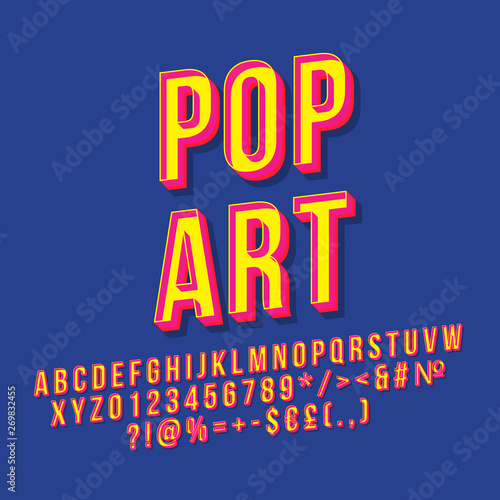 Pop art vintage 3d vector lettering